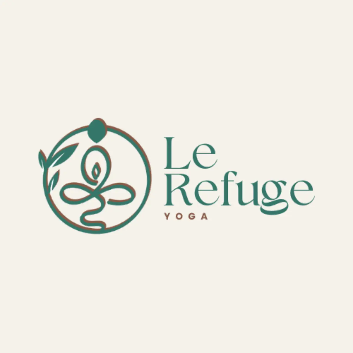 Logo du centre Yoga Le Refuge, situé à Saint-Rome-de-Tarn, symbolisant la nature et la sérénité.
