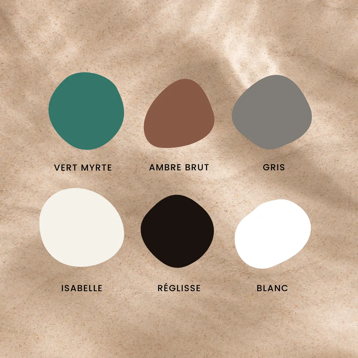 Palette de couleurs de l’identité visuelle Yoga Le Refuge, inspirée de la nature et du bien-être.